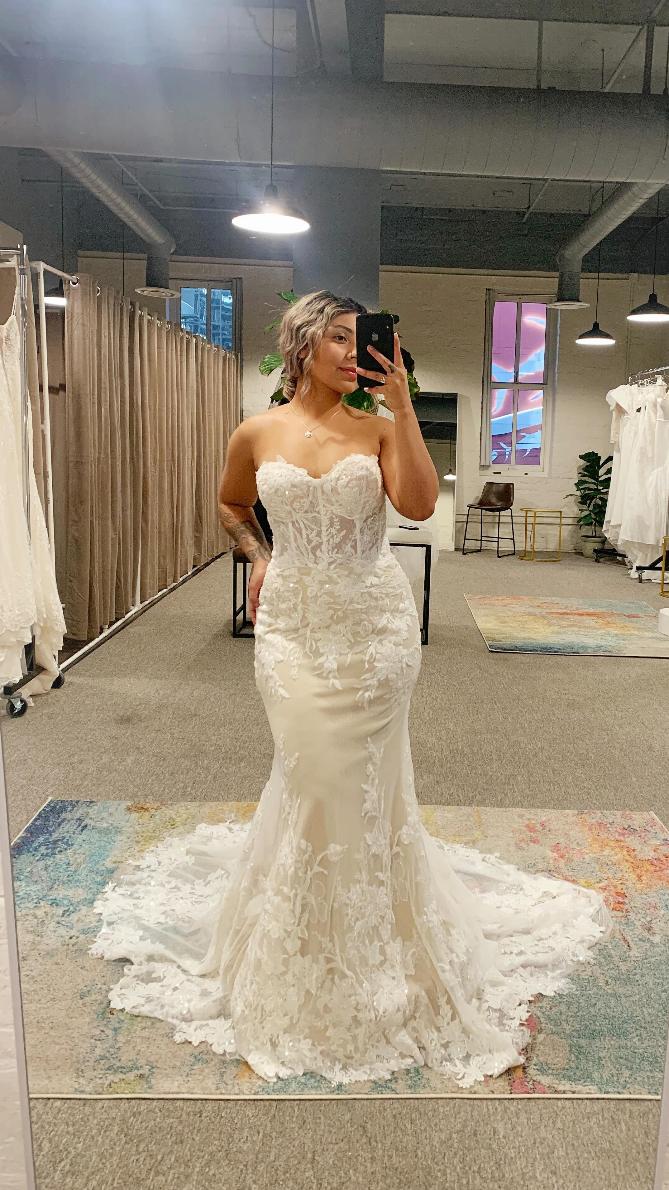 Trumpet Sweetheart Court Train Tulle Knitted Fabric Wedding Dress