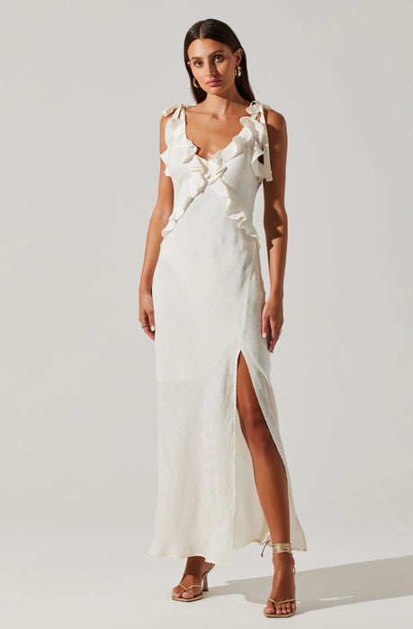 Astr The Label | Sorbae Ruffle Maxi Dress in White | Size L Astr The Label | Sorbae Ruffle Maxi Dress in White | Size L