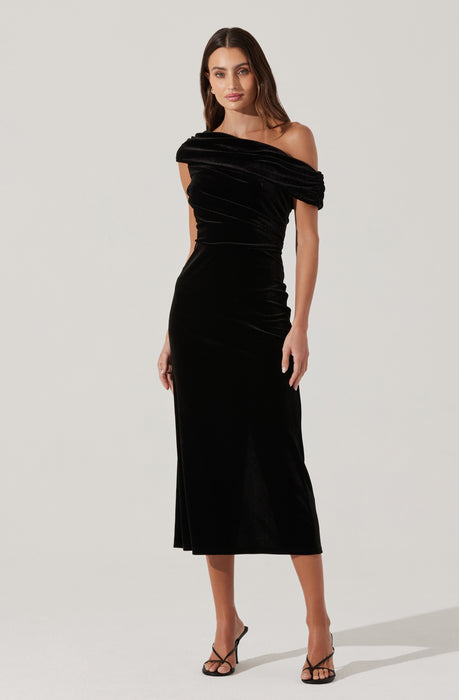 chinese dress ladies Lara Bowtie Off-shoulder Velvet Maxi Dress main image 1