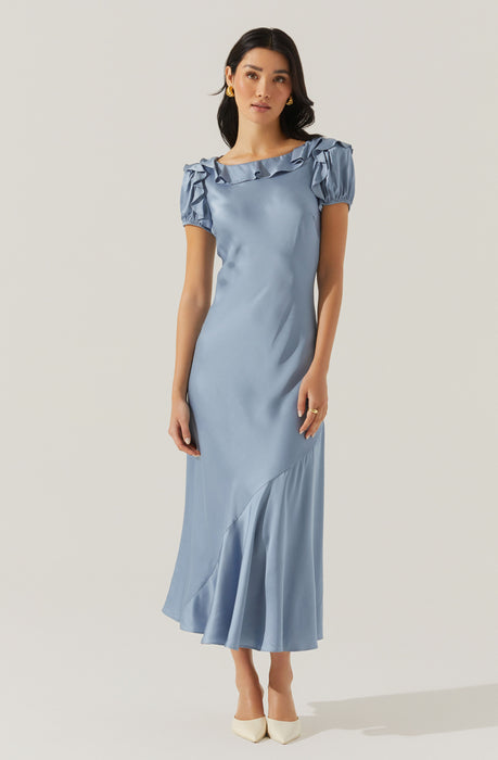 knee length dresses for ladies Auden Satin Ruffle Midi dress main image 0