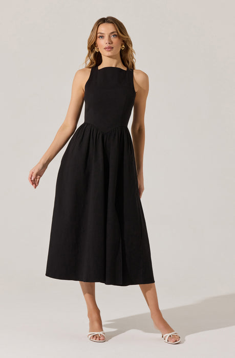 knee length dresses for ladies Midi Apron Dress With Adjustable Straps – Julia Allert main image 1