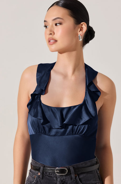 本日限定　shirred frill halter tops Inna Frill Halter Top - Aqua – Peppermayo US