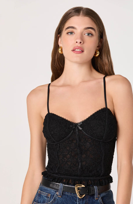 Camisole Je T'adore Noire Transparente Taille L – Dentelle Et Ajustable