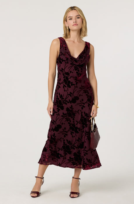 chinese dress ladies Mona Floral Burnout Velvet Dress