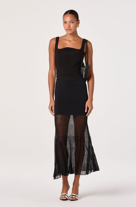 The Label Contrast Knit Skirt in Black