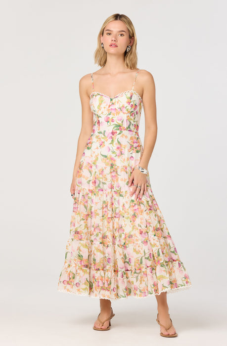 open lace back dress Lillee Tiered Maxi Dress - Pink Floral