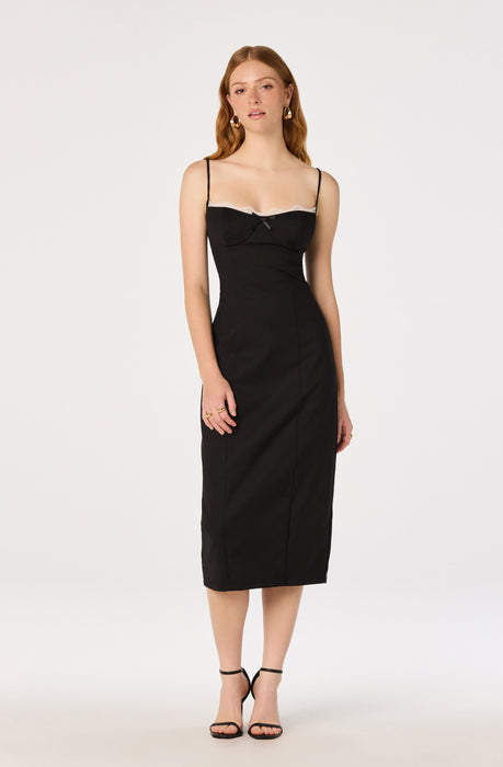 slim fit dress slacks Lady Black Tie - Temptation Black Velvet Lace Midi Dress