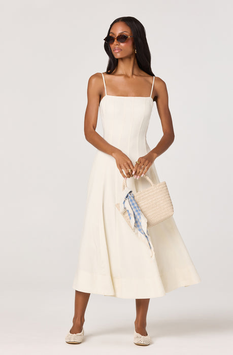 knee length dresses for ladies Denver Square Neck Midi Dress
