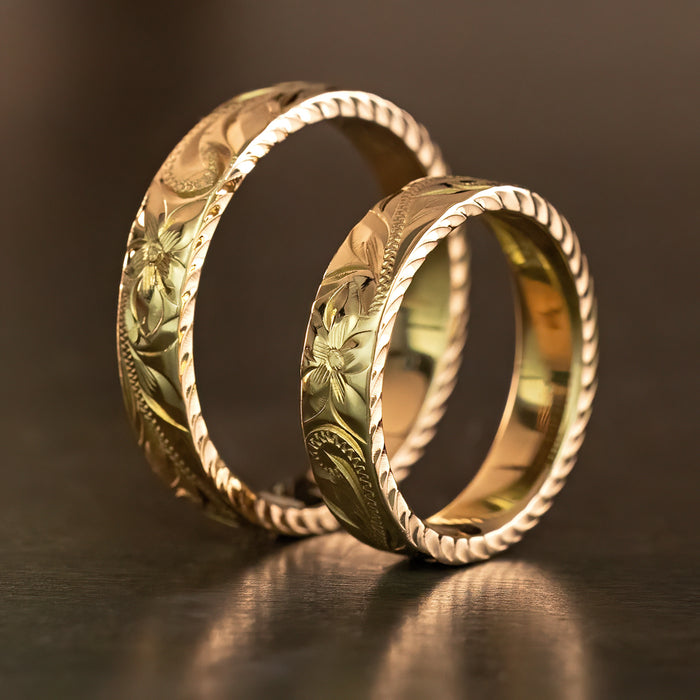 Black Zirconium 8mm Ring with Abalone Shell & Hawaii Koa Wood Inlay -