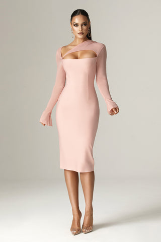 blue dress for baby girl Alethea Long Sleeve Frilled Dusty Rose Bodycon Dress – Angel Maternity  Wholesale main image 0
