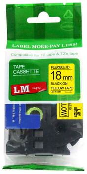 LM Tape LMe611 Compatible 1/4 Black On Yellow P-touch Tape, 6mm
