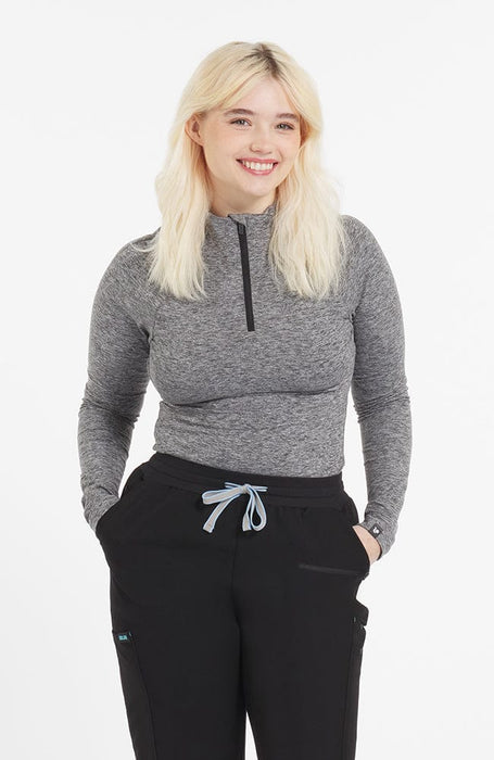 Bond Baseluxe Slim Fit Half Zip Top Heather Grey | Dolan