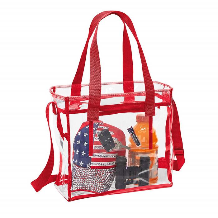 Deluxe Clear 12 x 12 x 6 Cross-Body Stadium Tote Bag with Zipper