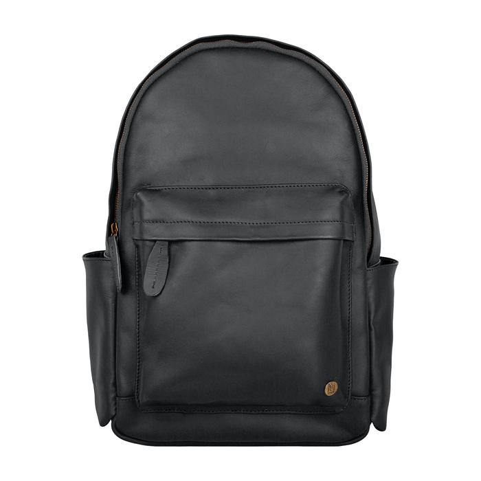 Personalized Navy Leather Backpack with Side Pockets And 13 Inch