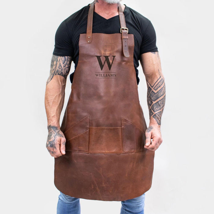 Double-Pocket Brown Leather Apron | Full Grain Leather Apron for
