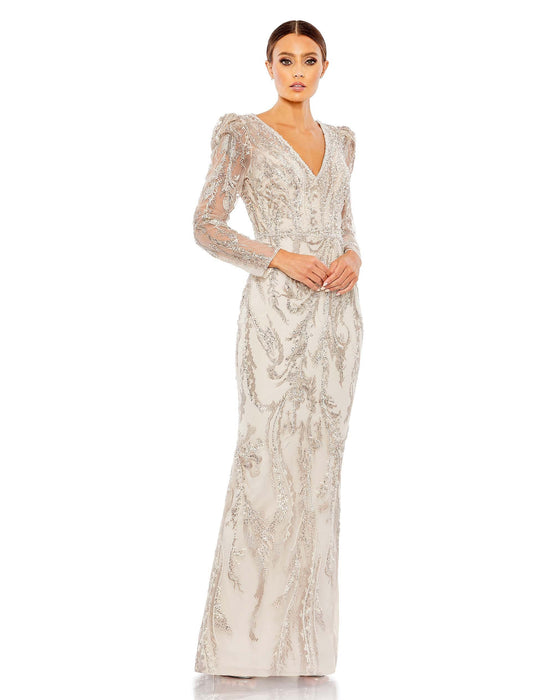 slim fit dress slacks Long Cream Floral Prom Dress: Mac Duggal 79329 Cream Multi / 4
