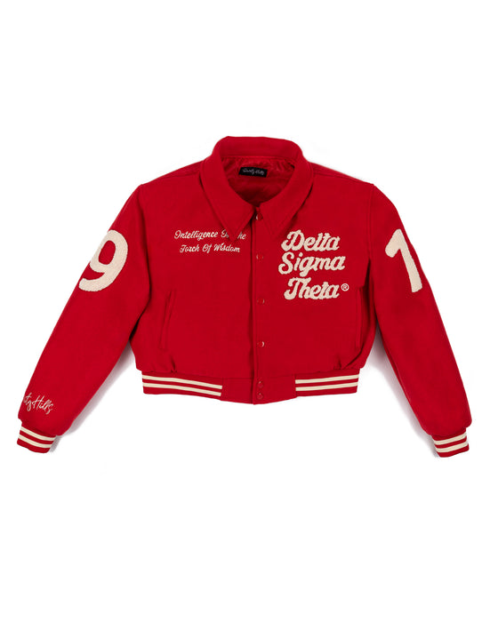Fortitude Crop Red Wool Varsity Jacket – Sorority Hills