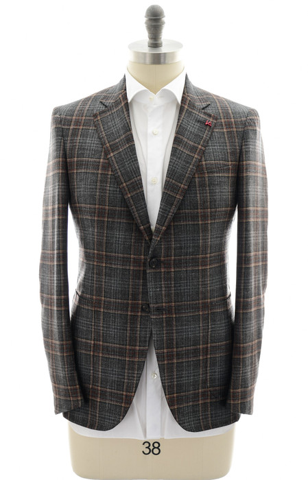 【着用２回極美品】ISAIA 本切羽 チェック柄フランネルスーツ44 8R Isaia Napoli Suit 