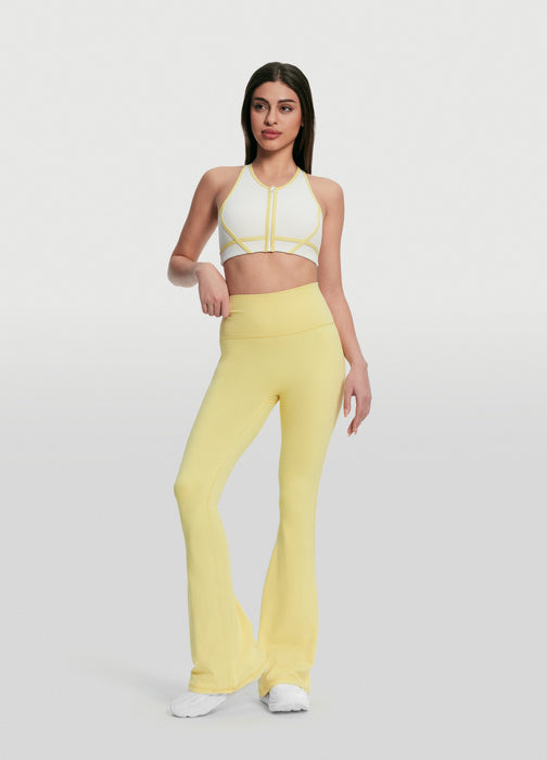High-Waisted Foxy Flare Leggings (Color: Lemon Meringue