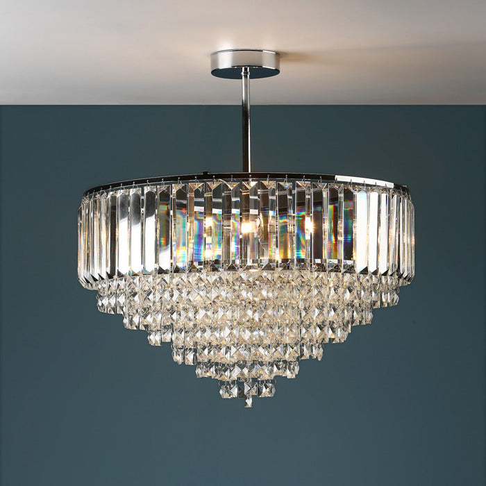 Laura Ashley Vienna 5 Light Semi Flush Chandelier in Polished Chrome L