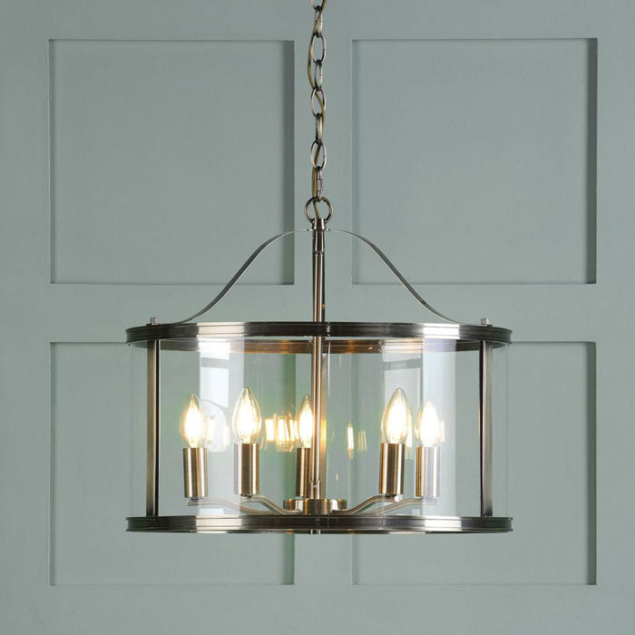 Laura Ashley Harrington 5 Light Pendant Antique Brass & Glass LA375620