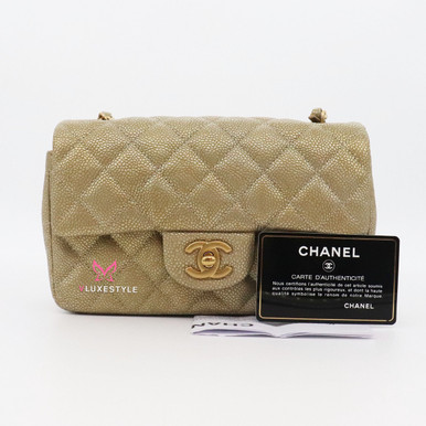 小物 CHANEL Chanel 19S Pearl Mini Rectangular Flap with light gold hardware