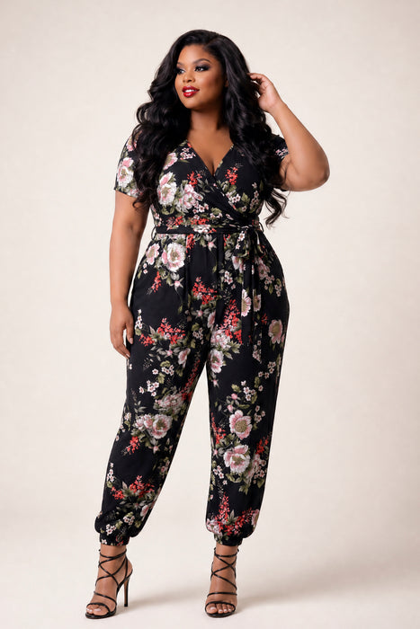 Women's Plus Size Relaxed Glam Jumpsuit - Blue - Curvy Sense