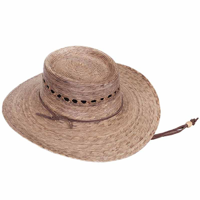 Laurel Palm Leaf Asymmetrical Brim Lattice Crown Sun Hat  display picture 1