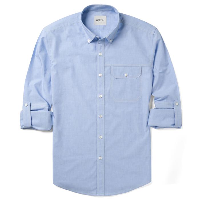 Men's Casual Button Down Shirt in Classic Blue Cotton Oxford | Batch