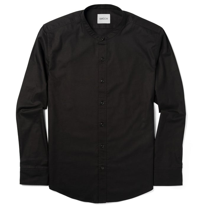 Men's Casual Band Collar Shirt in Burgundy Cotton Jersey | Batch