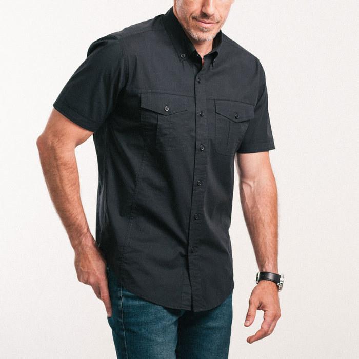 Men's Essential Polo - Short Sleeve in Black Cotton Jersey | Batch Men's Essential Polo - Short Sleeve in Black Cotton Jersey | Batch