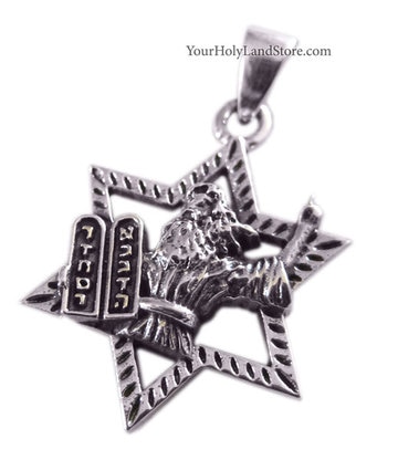 .925 Sterling Silver Mezuzah Torah Pendant With Star Of David & Box Chain - Religious Necklace