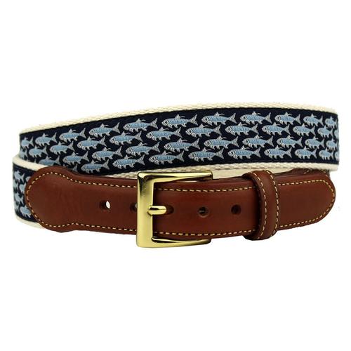 Country Club Prep Stripes Are Way Preppy Leather Tab Belt in  display picture 2