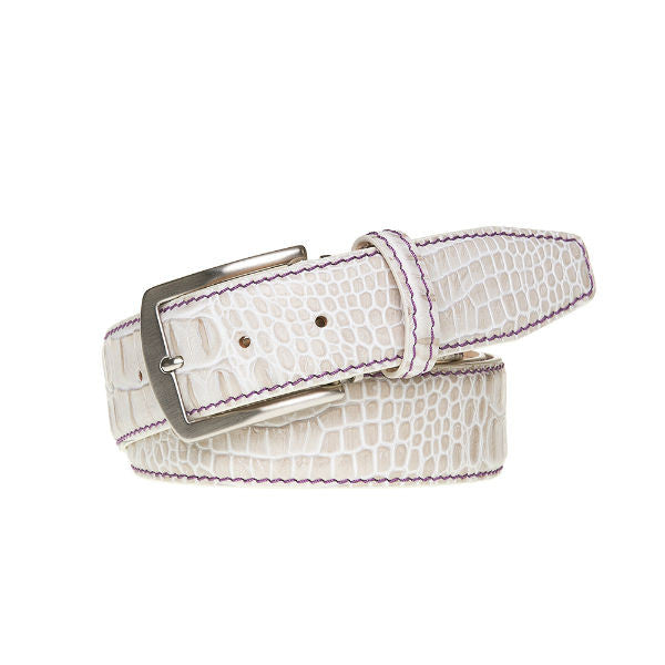 Snow Mock Croc Leather Belt | Mens Leather Goods | Roger Ximenez
