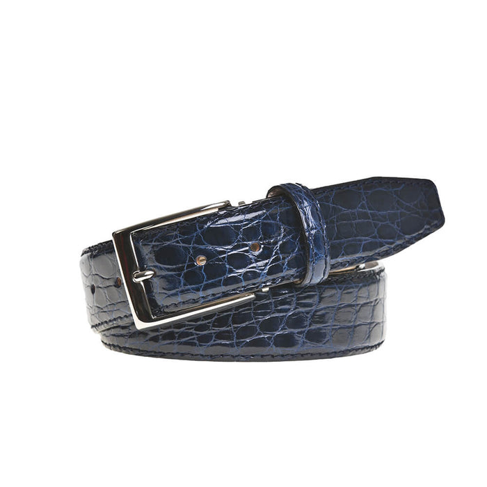 Navy Crocodile Leather Belt | Mens Leather Goods | Roger Ximenez