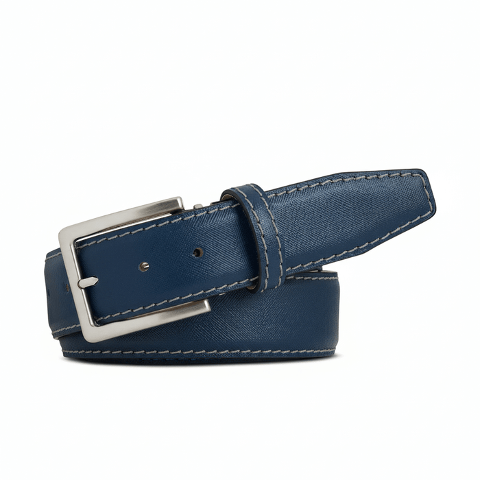 Cobalt Saffiano Italian Leather Belt | Designer Belts | Roger Ximenez