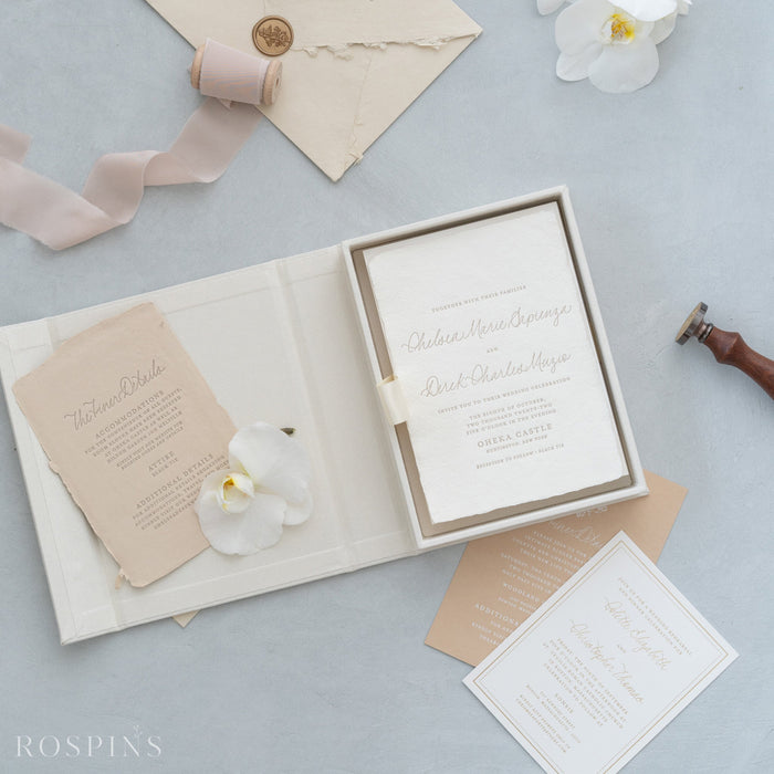 Linen Invitation Box - Creamy White product image