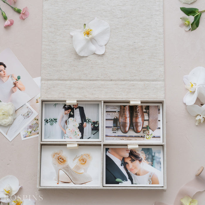Linen Four-Compartment Photo Box - Stratum Linen product image