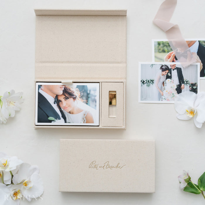 Linen Photo & USB Box -  New Natural Linen product image