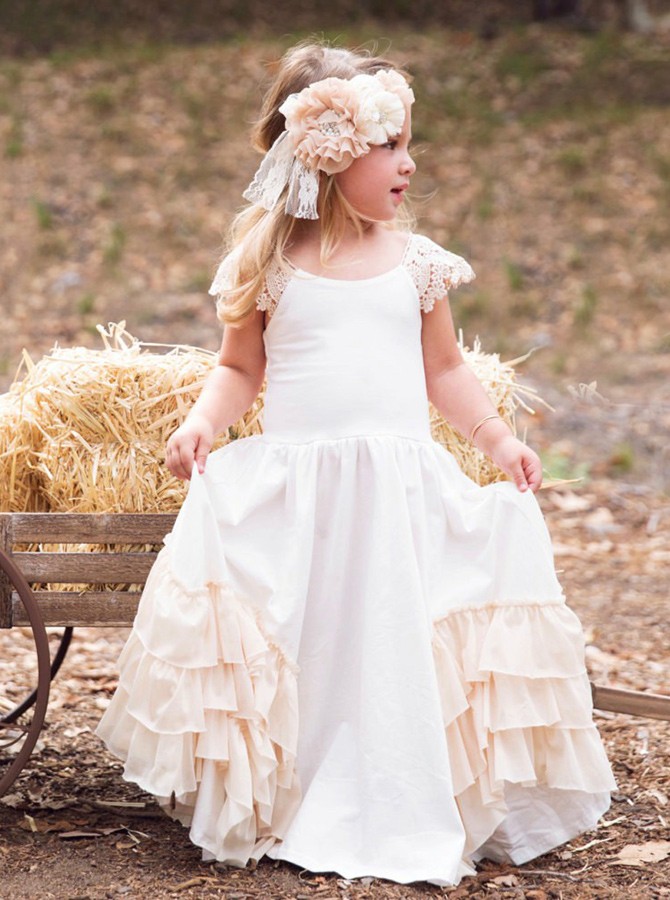 knee length dresses for ladies Flower Girl Gown 1 Year / White main image 1