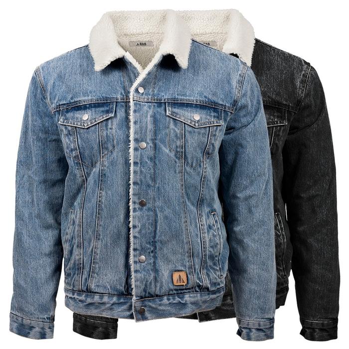 Heren wollen gevoerde jeansjas, heren revers sherpa fleece gevoerd