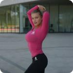 Dame langærmet t-shirt i lyserød